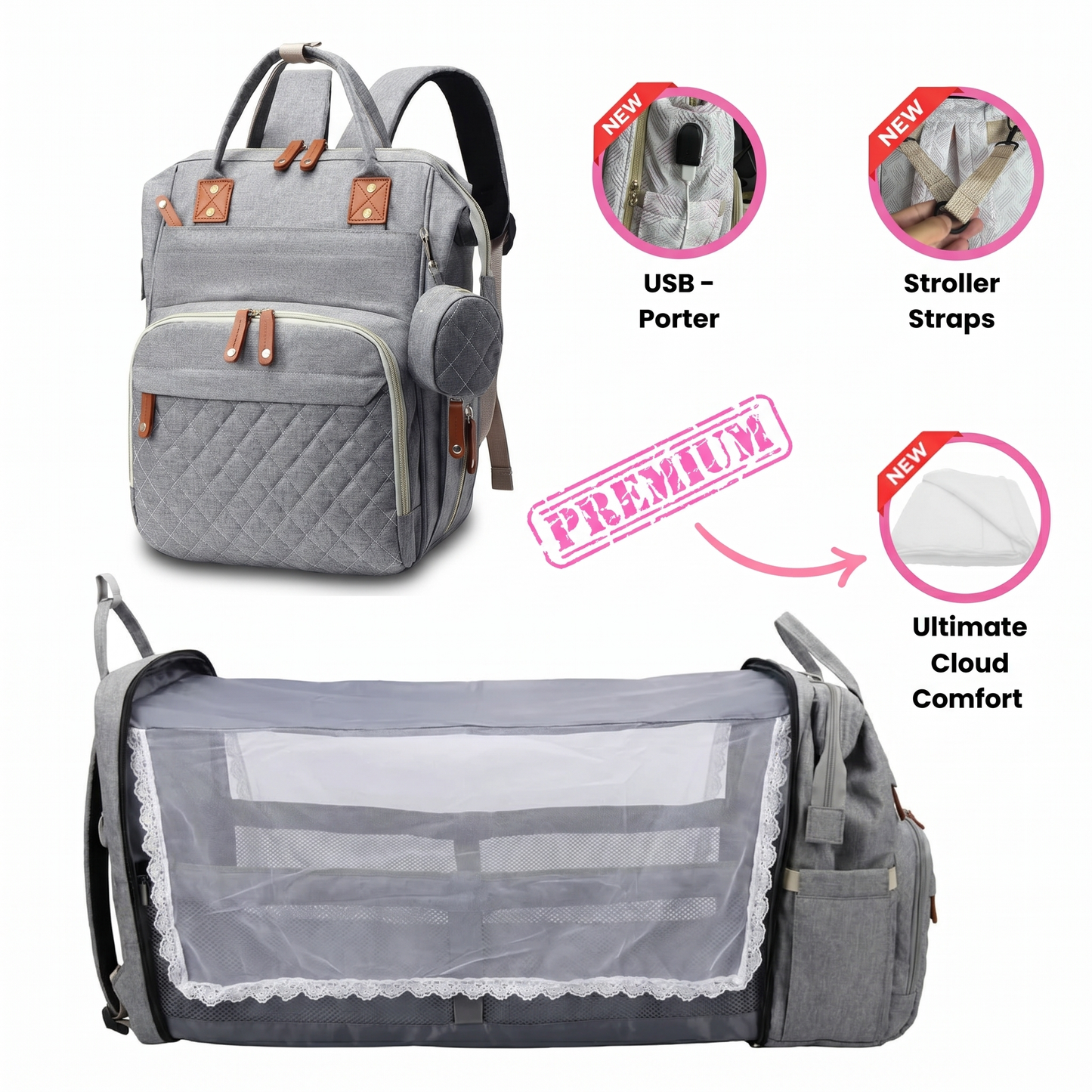 TravelNest™ 3-in-1 Diaper Backpack